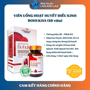 BOHUKHA (30 viên) - Hỗ trợ hoạt huyết điều kinh hỗ trợ tăng cường lưu thông khí huyết.