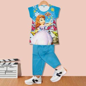 Sports Kids Terno For tshirt+pants Girls Set Babae Cartoon Clothing Child Tops UGA039