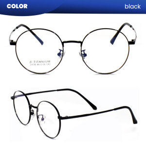 IOOI Eyewear - Kacamata Round Titanium Glasses Style Minus/Plus/Cyl Anti Blueray Pria Wanita 2818