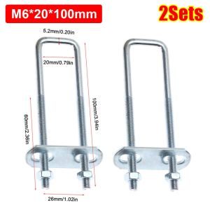 ADREE 2Sets Bu lông U góc phải Kẹp vuông Sắt Có bộ chia hướng Kẹp ống U Vít Bolt vuông