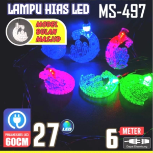 Lampu Hias LED Masjid Mesjid Bulan 6 Meter Mitsuyama Ms - 497 Lebaran Hari Raya Idul Fitri Ramadhan RAINBOW Murah Berkualitas Transparant Warna Warni Pelangi natal imlek Dekorasi