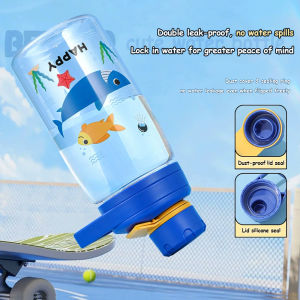 VIVOLILV 【2-3 Days Delivery】Cute High-value Children Plastic Cup 500ml Portable Cartoon Water Bottle for Kindergarten Boys Girls Daily Use