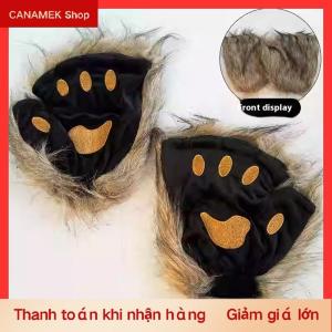 CS 1 3pcs Fox Tail Ears dễ thương Paw găng tay sang trọng thiết lập cosplay hoạt hình triển lãm Halloween Đảng đạo cụ