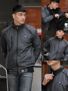 Jaket Taslan Waterproof premium Jaket Pria Outdoor Windbreaker hitam -gibranstore