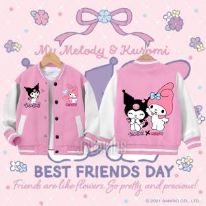 JOLAKIDS Jaket Baseball & Zipper Anak Kuromi x Melody Perempuan Laki Laki Usia 2 - 12 Tahun