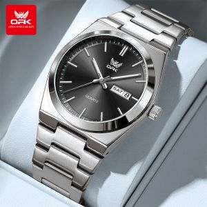 Đồng hồ OPK cho nam dây đeo bằng thép không gỉ chống nước ban đầu lịch dạ quang tuần với Hộp Quà Tặng Đồng hồ thời trang giản dị