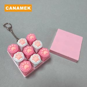 【CANAMEK】 9 Keys Silent Keyboard Keychain Creative Cat Paw Button Keycap Stress Relief Toys Fidget Toys For Children Adults Gifts
