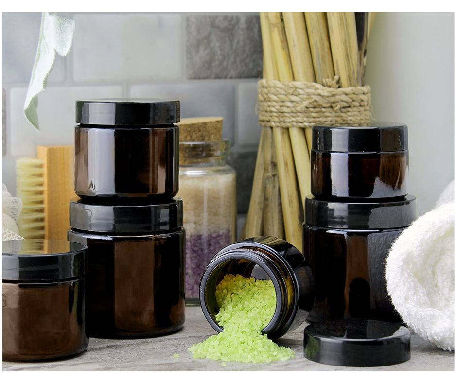 Single Pack Thick Amber Glass Storage Jar With Multipurpose Black Lid, Sealed Glass Container Bottle
_voghion.com