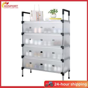 【HOSPORT】Simple Shoe Cabinet with Metal Frame Thicken Shoe Organizer Plastic Shoe Storage Rack for Dorm Apartment Rental House