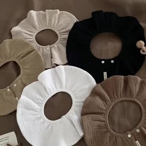 Phong Cách Bắc Âu 360 Khăn yếm cho trẻ sơ sinh khăn lau nước dãi 4 Yếm chống trượt bằng vải cotton nguyên chất nhiều lớp màu sắc đồng mềm mại