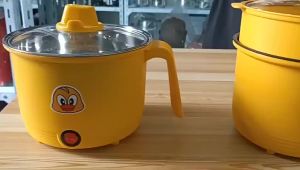 Multi-Functional Mini Single Handle Stainless Steel Electric Hot Pot Dormitory Portable Household Wholesale Noodle Pot Small Yellow Duck Electric Cooker