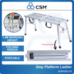 CSM 1.4M ProReach Folding Work Platform Riveted Aluminium Work Bench Portable Step Platform Ladder