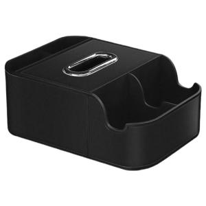 Car Interior Storage Box Tissue Holder Cup Holders Phone Slot Leather Tray Car Seat Organizer Armrest Extra Storage Box