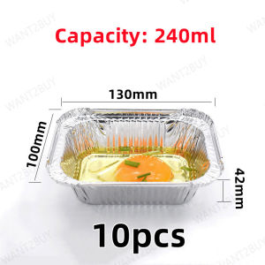 10pcs Aluminium Baking Foil Pans Tray BBQ Disposable Container Air Fryer Paper Pan Pelapik Oven Grill Plate Kitchen Box