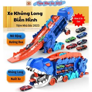 Đồ Chơi Xe Ô Tô Khủng Long Biến Hình Kèm 6 Xe Con Xe Đua Cầu Trượt Xe Khủng Long Nuốt Ô Tô Cho Bé - Tiệm Nhà Sóc 2023