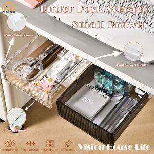 Vision Under Table Desk Drawer Stationary Storage Box Self Adhesive Desk Hidden Container Office Sundries Storage Box Punch Free