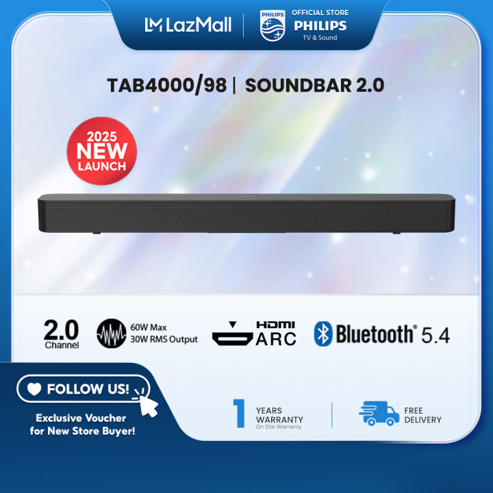 PHILIPS サウンドバー TAB4000 60W スピーカー 2025 NEW LAUNCH