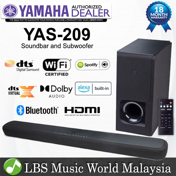 Yamaha YAS-209 Sound Bar Built In Alexa Dolby Audio with Wireless
