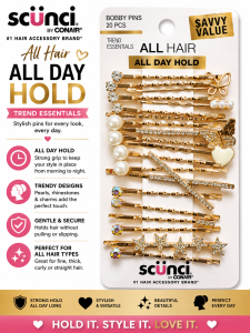 Scunci All Hair All Day Hold Decorative Bobby Pins Gold Pearl Rhinestone Hair Accessories 20pcs