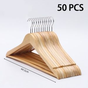SG 10pcs/50pcs Solid Wood Suit Hangers with Non Slip Bar and Precisely Cut Notches Clothes Hanger Matte Texture Classic