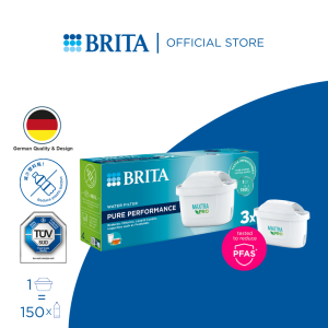 BRITA Water Filter Cartridge MAXTRA PRO Pure Performance (All-in-1) Pack 3 | Original refill for all BRITA jugs for pure tasting water - filters micro impurities PFAS chlorine limescale & metals
