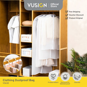 Vusign Clothes Cover / Cover Baju Resleting Anti Debu Penutup Gantungan Baju Sarung Pelindung Pakaian Jas Gaun Gantung Transparan VS63X