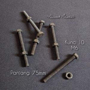 2pcs Baut Drat Kasar M6x75mm K10/ Baut 10 Drat Kasar panjang 75cm / Baut Kasar Kunci 10 M6x75cm / Baut Mur Kasar K10 M6x 75cm part