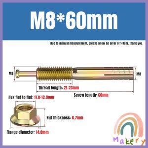 Makery M8*60/80/100mm Strike Anchor Concrete Anchor Expansion Bolt Hammer Strike Pin 1PC