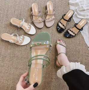 Sandal High Heels Hak Kaca 5 Cm Tali Kepang Terbaru