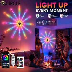 JACIRCLE Smart Firework Lights with APP Remote Control Music180 Strip Lights  Christmas Decoration Light