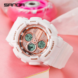 SANDA Top Luxury Fashion Woman Men Sports Watches Mens G style LED Digital Military Waterproof Watch Dual Display Women Clock
