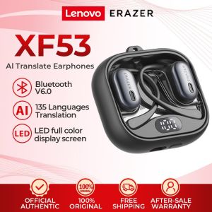 Lenovo ERAZER XF53 Bluetooth 6.0 Wireless Earphones Al Smart Real-Time Translation Noise-Cancelling Bluetooth Earphone  HiFi Stereo Wireless Earbud