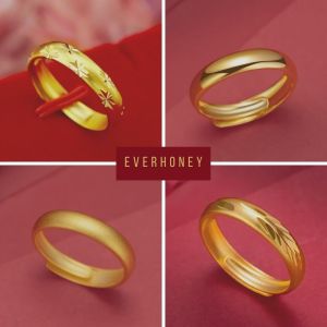 Everhoney 4.5mm 14K Gold Plated Rings for Women Girls Stackable Band Thumb Pointer Finger Plain Ring Comfort Fit Size 5 to 10