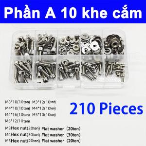 Bọc Đai Ốc Lục Giác Thép Không Gỉ 304 - Bộ Kết Hợp Bu Lông Đai Ốc Cỡ Lớn M3 M4 M5 10 Ngăn 15 Ngăn 25 Ngăn