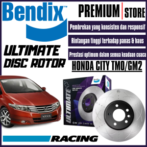 Original Bendix Ultimate+ Front And Rear Set Disc Rotor - Honda City TMO/GM2 1.5L 2008 BR474 ULT+ BR9577 ULT+