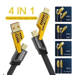 KABEL DATA FAST CHARGING 180W 4IN1 USB Type A Type C iOS - MULTIPLE CHARGING 27W + 65W METAL DATA CABLE FAST CHARGING