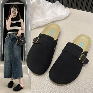 ✅ส่งจากกรุงเทพ ของแท้ 100%🌈【CozyNesto】รองเท้าแตะครึ่งตัวขี้เกียจสีน้ำตาลสีเทาดำสีขาวนวลผู้หญิงรองเท้าแตะด้านนอกสไตล์เกาหลีทันสมัยน้ำหนักเบาสบายและใช้งานได้หลากหลายสวมใส่ได้ยาวนานโดยไม่เมื่อยล้า