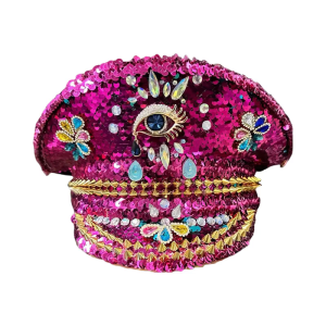 Glinting Captain Hat Colorful Rhinestones Cool Sequins For Women Florid Costume Decorative