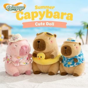 AODUOYAYA 25CM Capybara Plush Toy Beach Style Capibara Anime Fluffty Toy Capybara Stuffed Doll Kawaii Gifts for Kids
