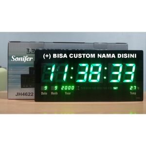 SONIFER Jam Dinding Digital SMS-4622 FREE REQUEST NAMA LED Alarm Clock 46 x 22 cm