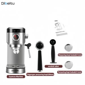 Mesin Espresso Profesional 20Bar Stainless Steel dengan Pembuih Susu dan Kontrol Digital - Kapasitas 1L