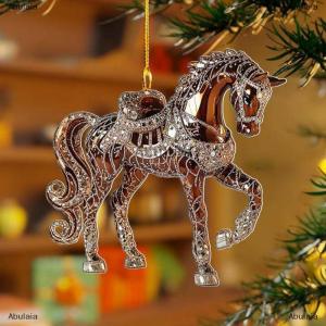 [COD] Abulaia จี้กระจกมองหลังอะคริลิครูปม้ารถทำจากอะคริลิคมีเสน่ห์ของตกแต่งต้นคริสต์มาสแบบแขวนในปีใหม่2D