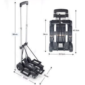 Folding Hand Truck Steel Trolley with 2/4 Wheels Multipurpose Foldable Aluminum Hand Truck Portable Hand Trolley Light Weight Handcart