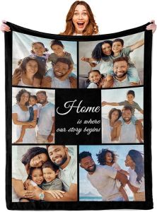 Custom Blanket with Photo Personalized Blankets and Throws Picture Blanket for Christmas Valentines Day Birthday Gifts Customized Gifts for Mom Dad Girlfriend Boyfriend Couple(1 Photo)
