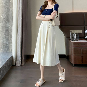 กางเกงขากว้างอารมณ์สามในสี่สำหรับผู้หญิง 2024 ฤดูร้อนใหม่สไตล์จีนกางเกงแปดส่วนกระโปรงกระชับสัดส่วนกางเกงลำลองเอวสูง