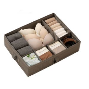 SKYJS Anti-mite Underwear Storage Box Stackable Dustproof Wardrobe Clothes Divider Practical 7 Grid Bra Socks Organizer for Home