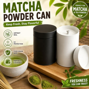 Matcha Powder Can Double Lid Sealed Tinplate Jar Airtight Fresh‑Keep Storage Canister Matcha Coffee