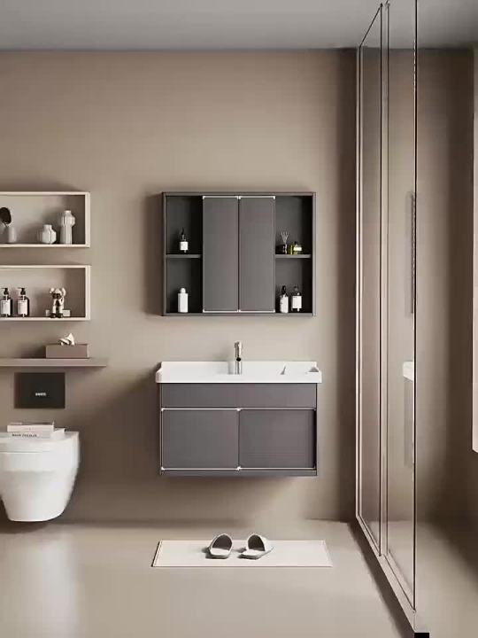 Vanity Cabinet Bathroom Cabinet Mirror Set Ceramic Integrated Light ...