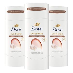 Dove Antiperspirant Deodorant Stick Even Tone Shea Butter & Vanilla Pack of 3 for 48h Odor and Sweat Protection & Skin Restoration with Niacinamide & Visible Results in 3 Weeks 2.6 oz