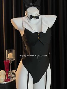 CP44 Bộ Cosplay Jumsuite thỏ cổ bẻ phối màu kèm bờm thỏ quyến rũ gợi cảm CP44